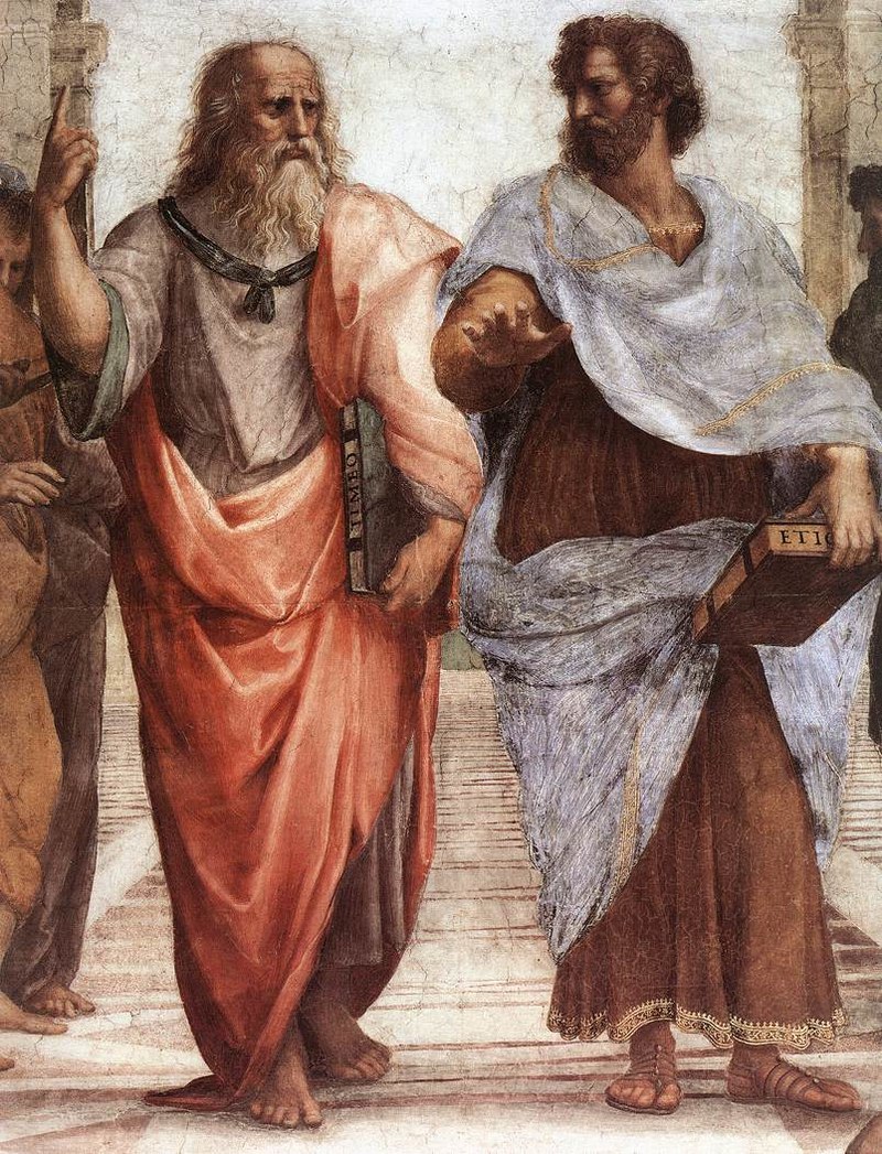 Painting of Plato (left) and Aristotle (right) in the School of Athens.
